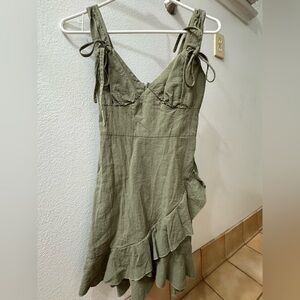 Green Dress with Ruffle